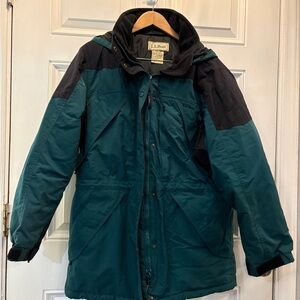 L.L. Bean Vintage Insulated Hooded Parka Coat Teal Black Winter Jacket